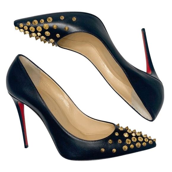 Christian Louboutin Spikyshell 100 Nappa Shiny Pumps EU 40 US 10 Studded Heels - Picture 8 of 13